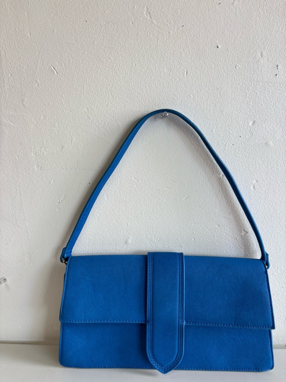 Moda Luxe Blue Suede Shoulder Bag
